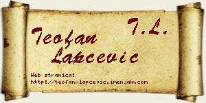Teofan Lapčević vizit kartica